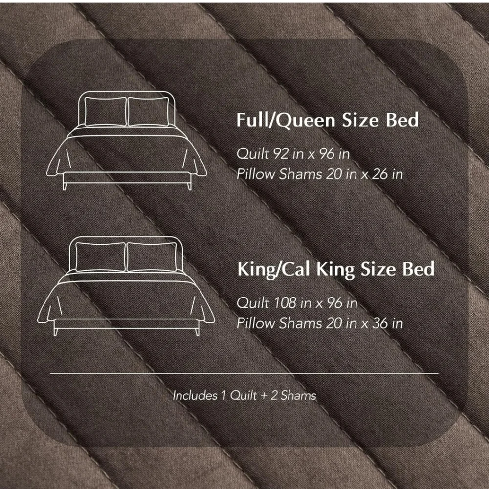 EVERGRACEHOME Cotton Sateen Quilt Set King Size, Pre-Washed Cotton Channel Stitc
